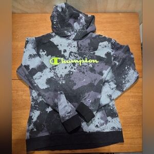 Champion‎ XL (18/20) Youth Hoodie Gray Black Camo Neon Logo